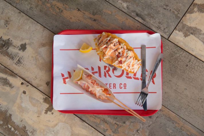 lobster roll on a tray