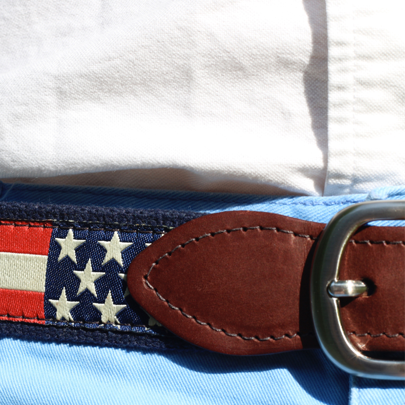 Bermuda Embroidered Belt  Anchor by Belted Cow Company. Made in Maine.